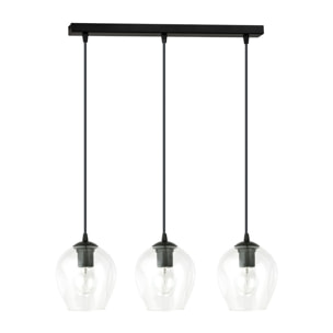 Lampada a sospensione ISTAR in acciaio nero e vetro trasparente