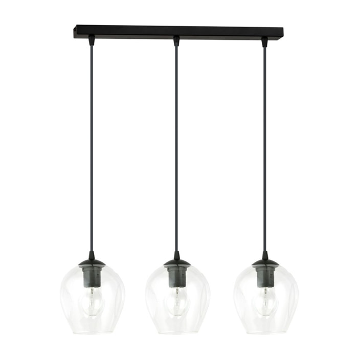 Lampada a sospensione ISTAR in acciaio nero e vetro trasparente