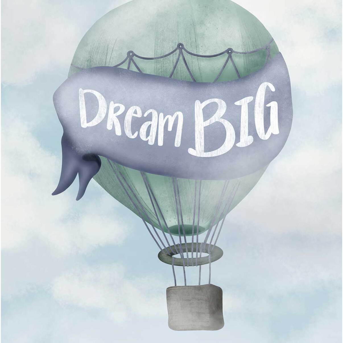 Affiche enfant rêver grand bleu  Affiche + cadre en bois - Chêne