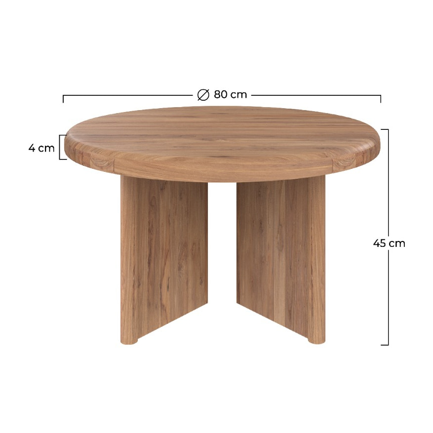 Table basse Bana ronde en bois D80 cm