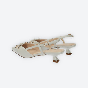 Décolleté sling back Donna Tata Italia Bianco