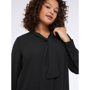 Fiorella Rubino - Blusa de georgette con micropuntos de luz y lazo - Negro