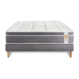 Ensemble Matelas Sommier 140x200 cm - Sommier Gris (déjà monté) - Trente