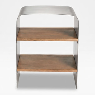 Table de chevet en bois de manguier et métal brossé - Selma