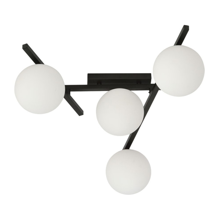 Lampada a sospensione SMART in acciaio nero e vetro opale