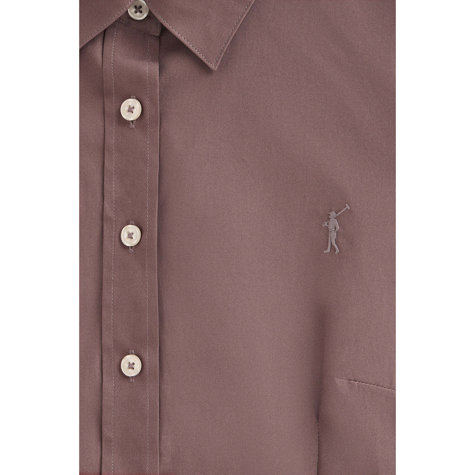 Camisa rosa taupe de corte slim con logo Rigby Go