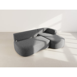 Mahina - canapé d'angle droit 4 places convertible avec coffre en tissu texturé - Gris Anthracite