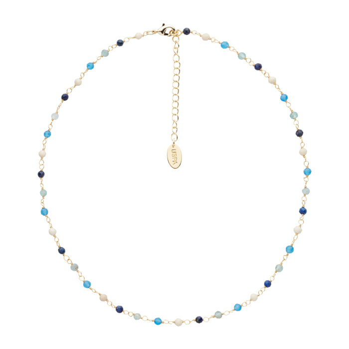 Collana U.S. Polo Assn. In acciaio inossidabile dorato con pietre multicolore