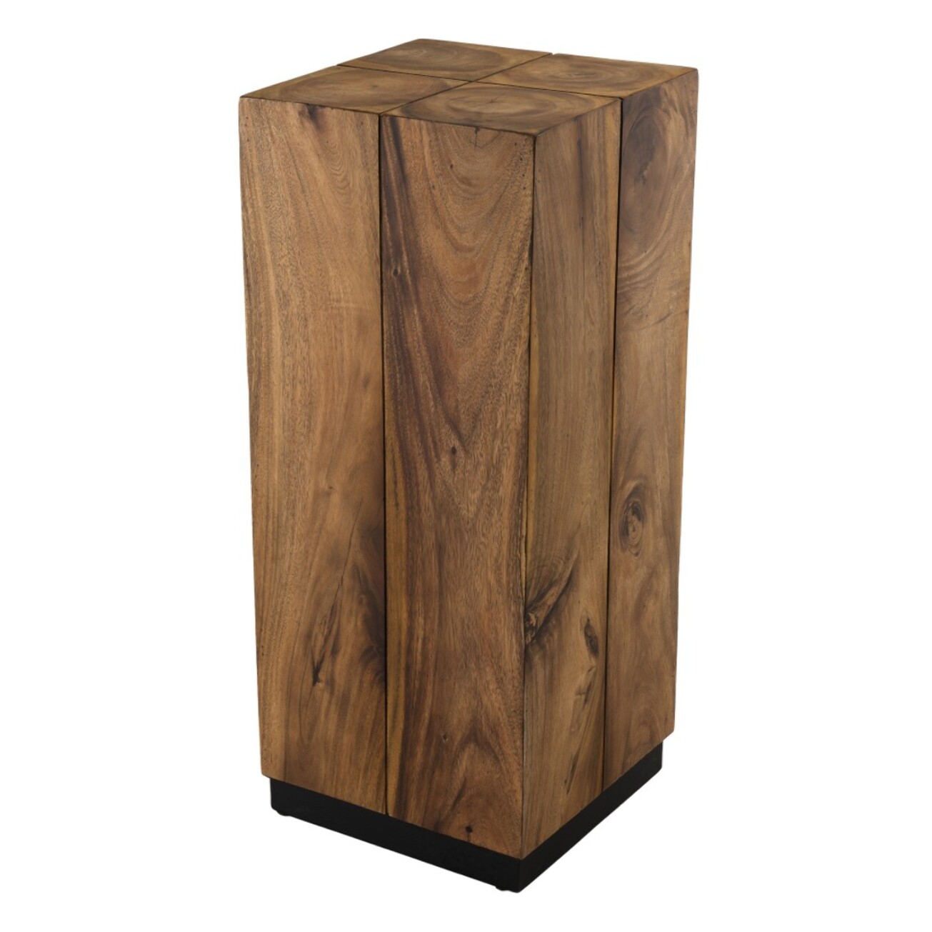 SAM - Table d'appoint carrée haute 38x38cm bois Suar piètement noir