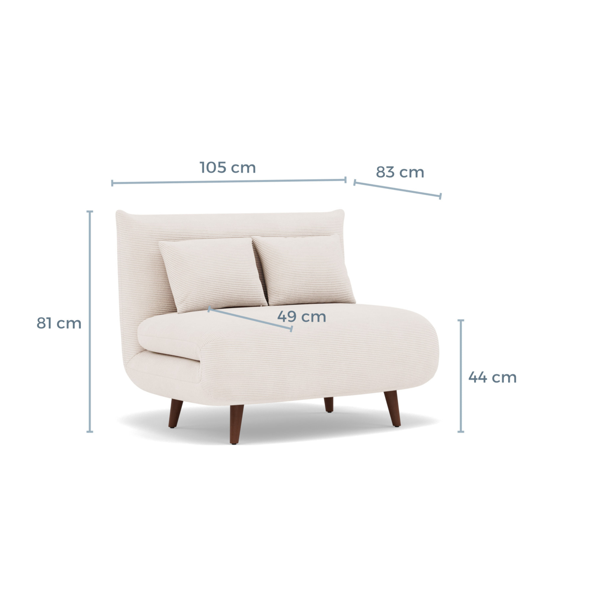 Lumi - Banquette convertible clic-clac 1 place en velours côtelé - Vert