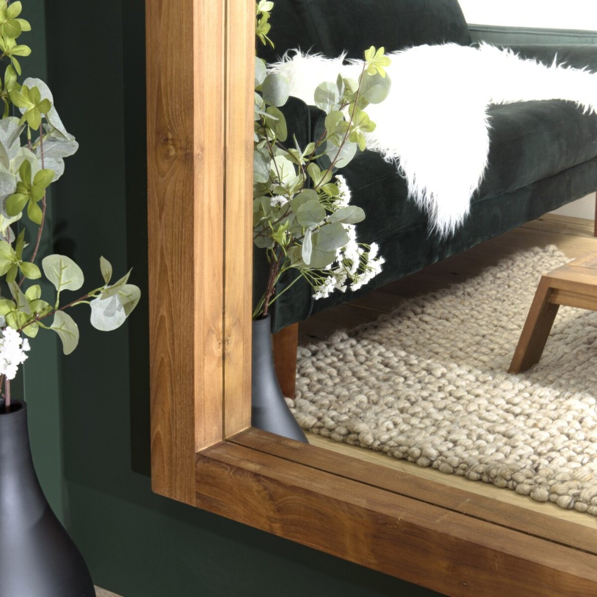 SIXTINE - Miroir rectangulaire marron 180x80cm bois teck