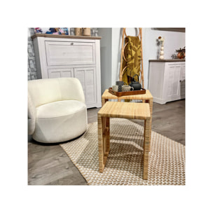 2 tables d'appoint gigognes H. 61 cm rectangulaires en rotin – GRACE