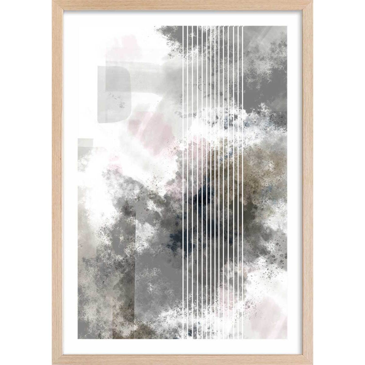 Affiche Melva Stripes Affiche + cadre en bois - Chêne