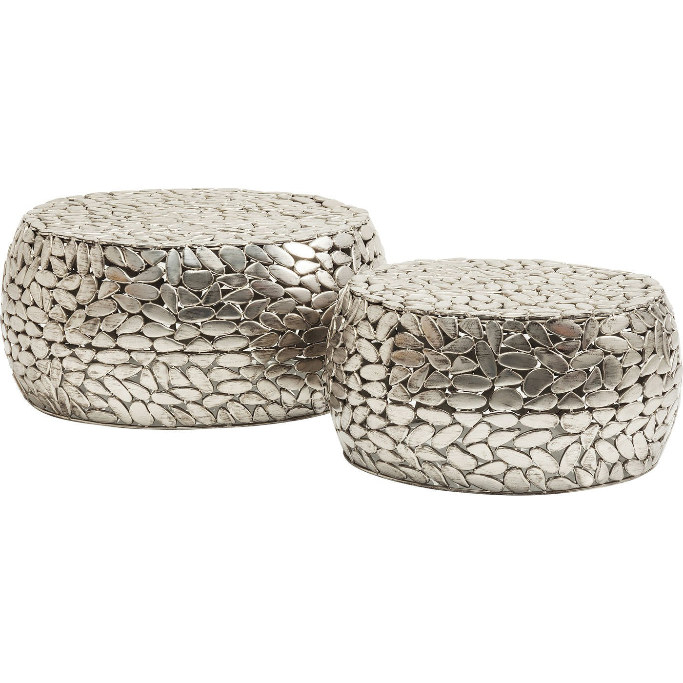 Tables basses Pebbles Deluxe set de 2 argent Kare Design