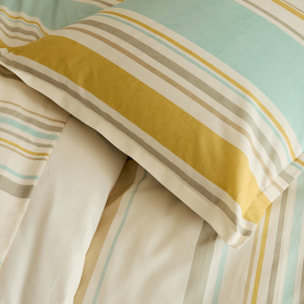 Drap plat coton rayures bayadère - Ecru