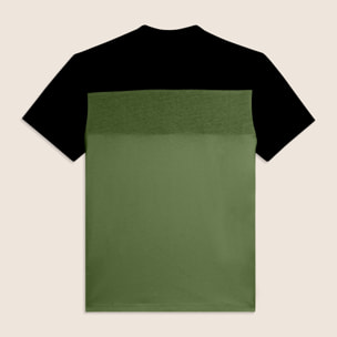 T-shirt colour block con inserto logato