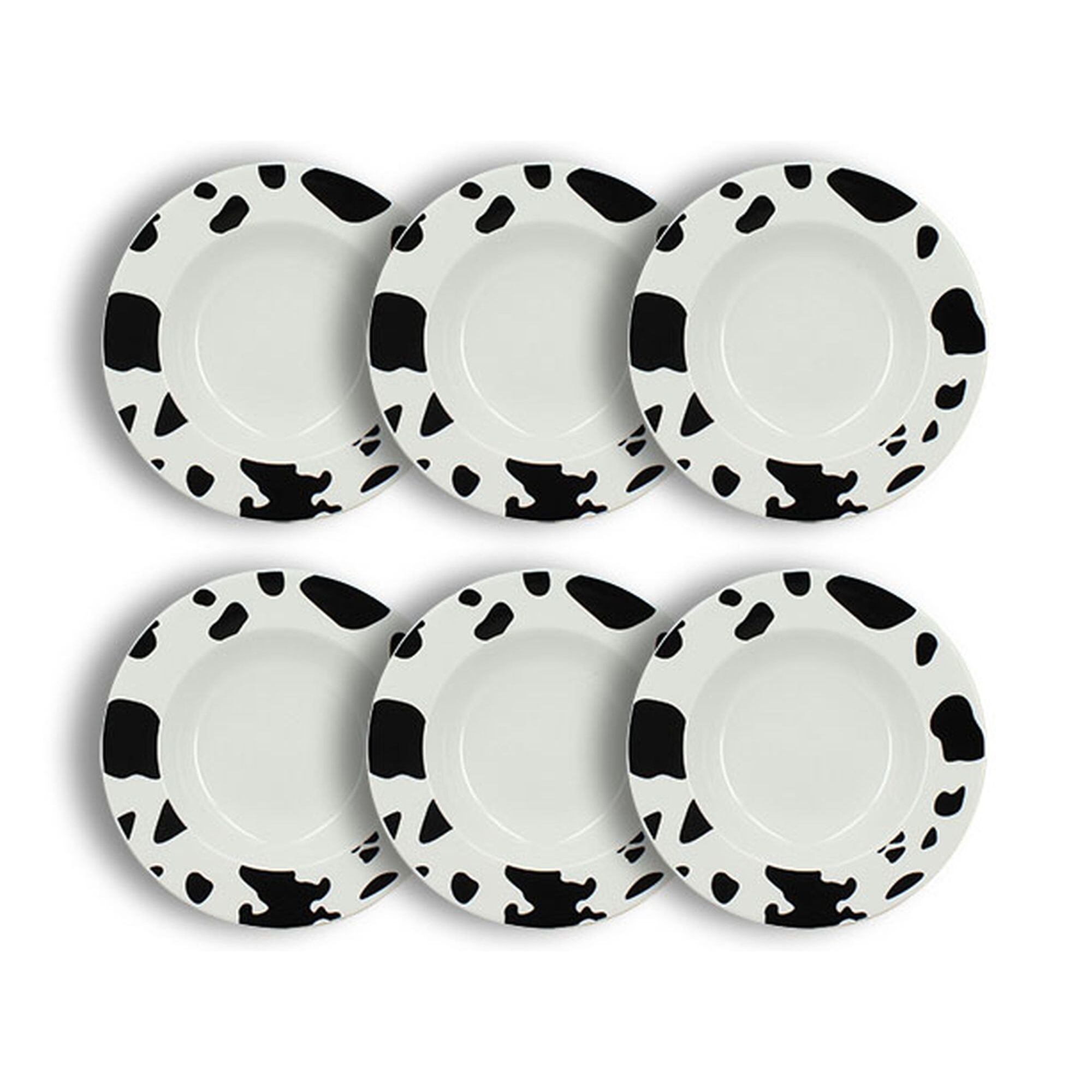 Lot de 6 assiettes creuses 20cm en porcelaine à motif zèbre ANIMALS