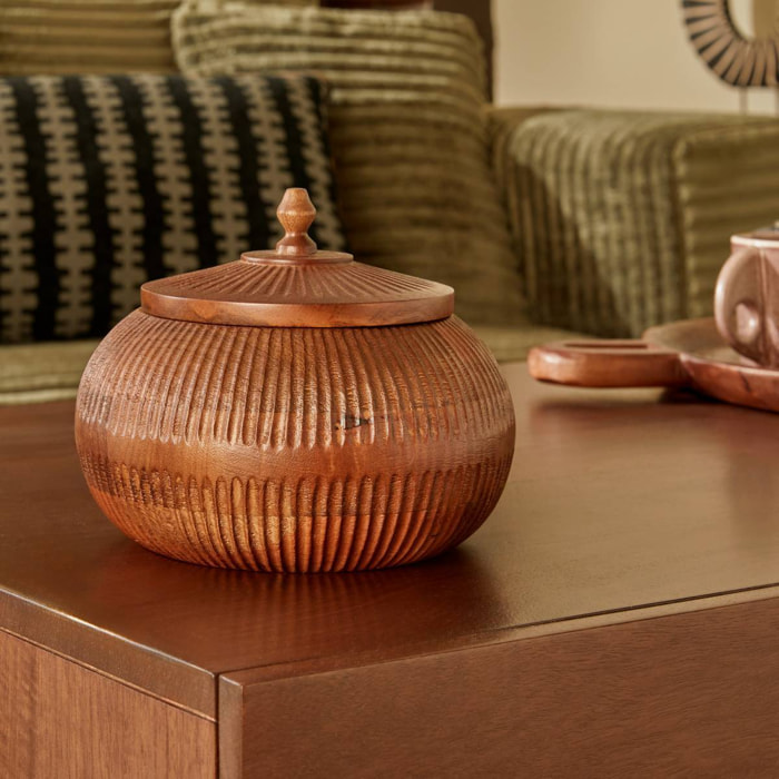 Boîte déco Nolane ronde 19x19cm marron