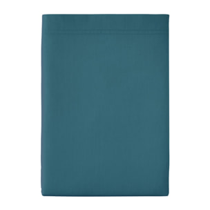 Drap plat uni en percale de coton, PREMIÈRE, Bleu Emeraude