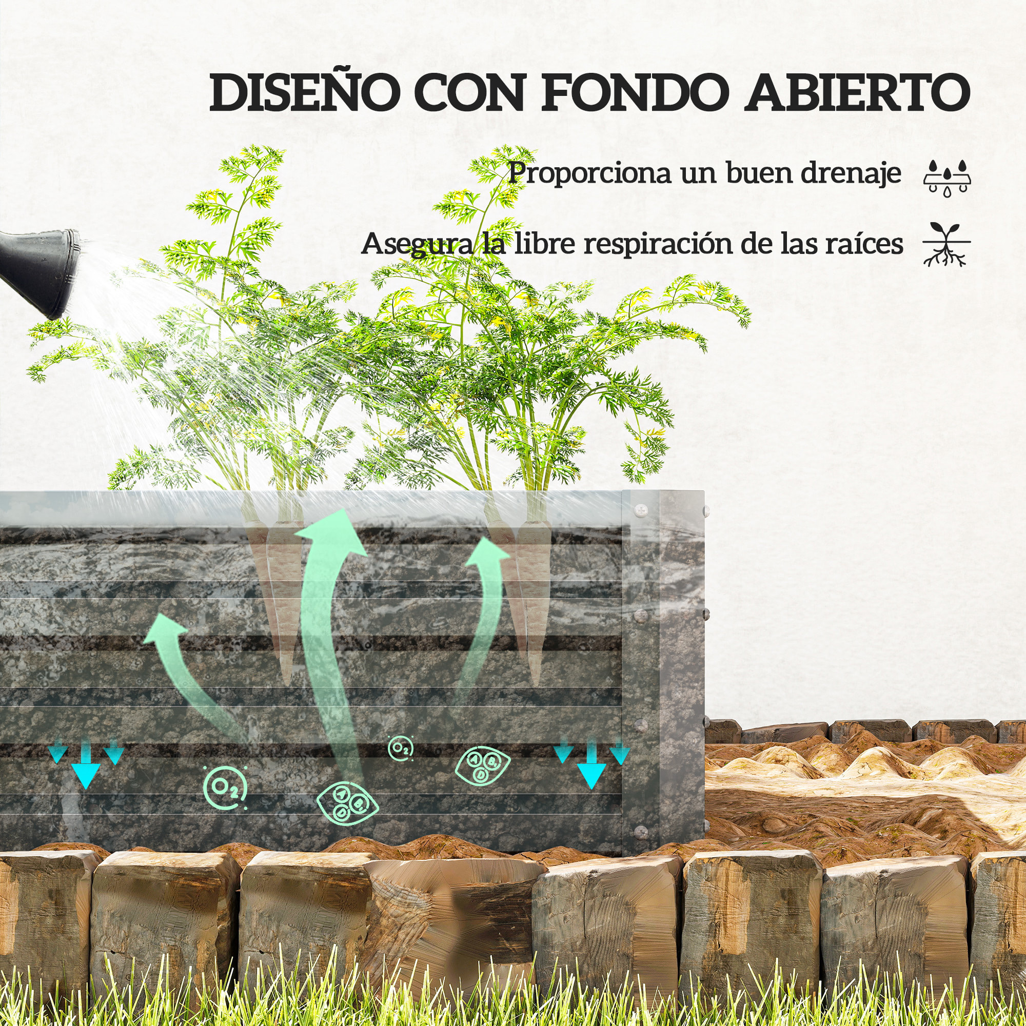 Juego de 2 Jardineras Exterior Grandes de Acero Galvanizado, Huertos Urbanos, Maceteros Exterior Elevados para Plantas, Flores, Terraza, Jardín, Resistente a la Intemperie, 110x50x30 cm, Gris