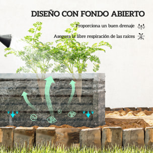 Juego de 2 Jardineras Exterior Grandes de Acero Galvanizado, Huertos Urbanos, Maceteros Exterior Elevados para Plantas, Flores, Terraza, Jardín, Resistente a la Intemperie, 110x50x30 cm, Gris
