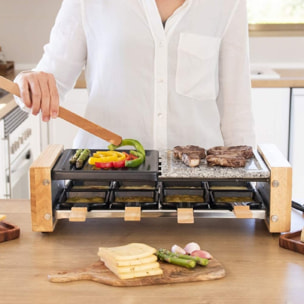 Raclette Cheese&Grill 8400 Wood MixGrill. Potencia 1200 W, Superficie mixta Gril