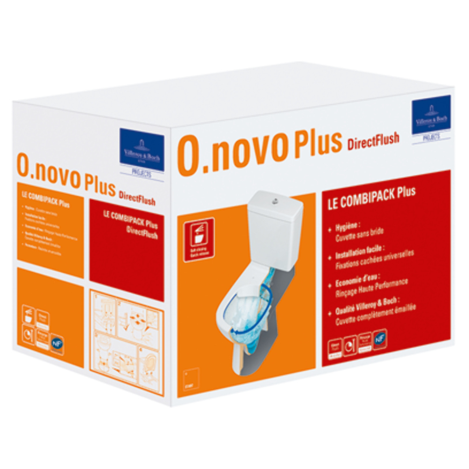 Pack WC O. Novo plus Ovale sortie horizontale Blanc CeramicPlus