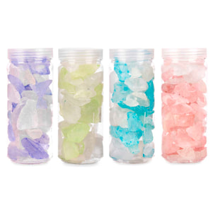 Set di 4 barattoli da 600g con pietre di quarzo decorative. Assortimento di 4 colori.