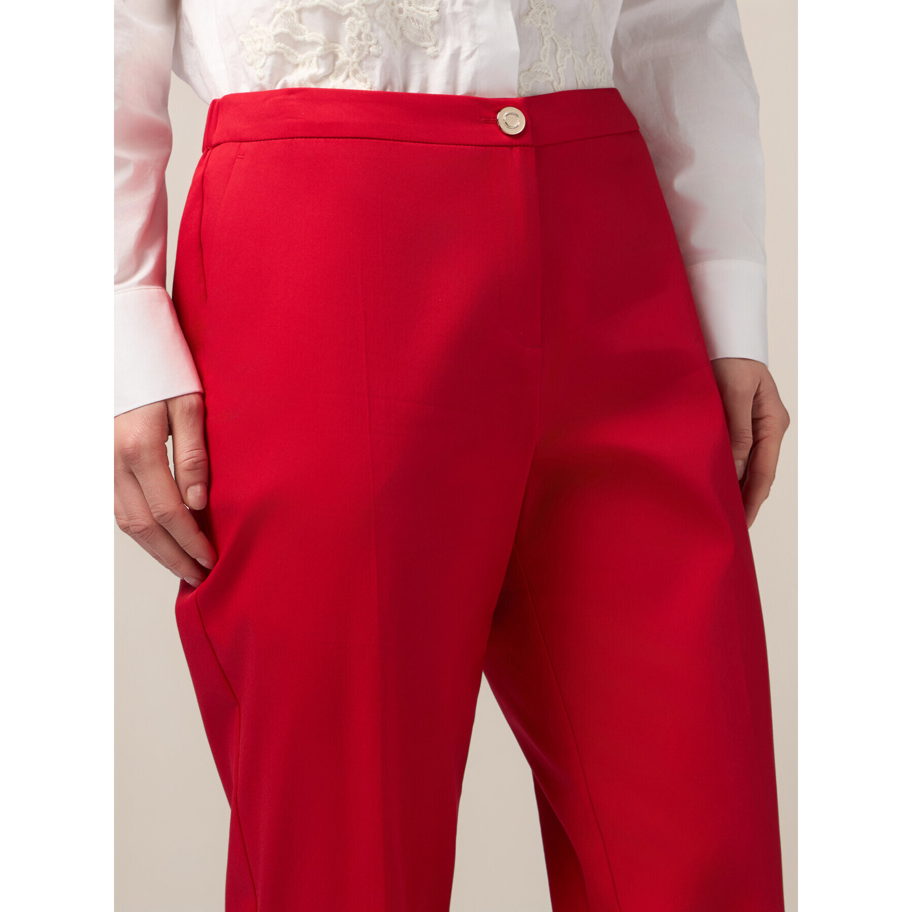 Oltre - Chinos in raso di cotone - Rosso