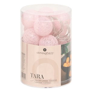 Guirlande LED 16 boules pile rose clair L255cm