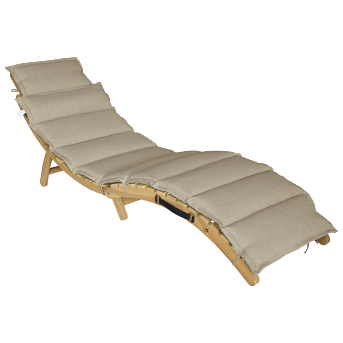 Bain de soleil pliant en acacia KOMODO - coussin sable