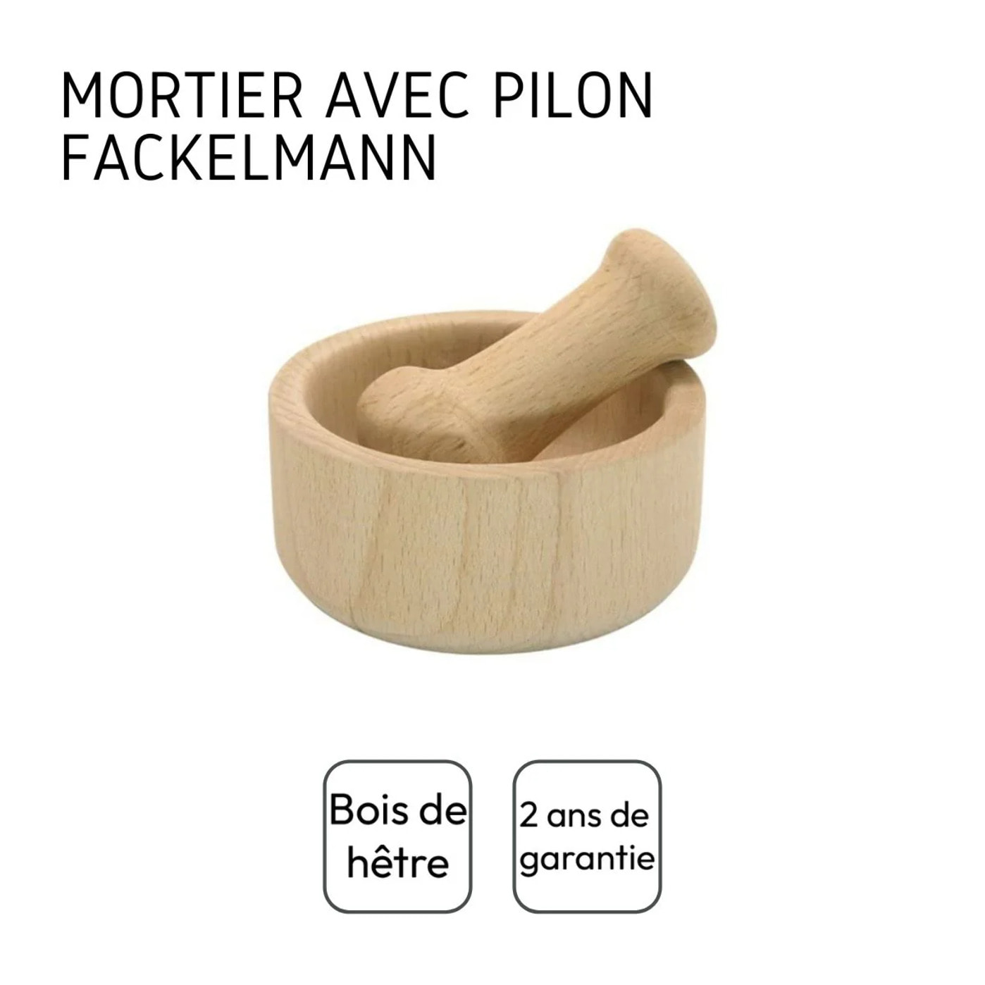 Mortier et pilon de cuisine en bois Fackelmann Wood Edition