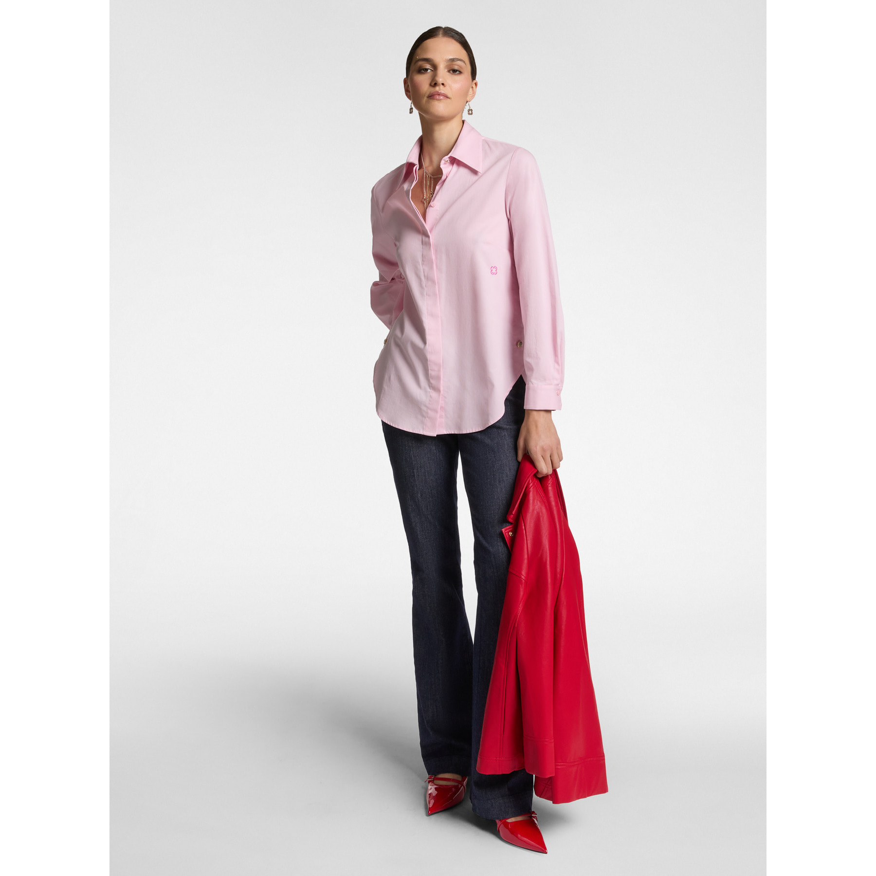 Elena Mirò - Camisa amplia de tejido Oxford - Rosa