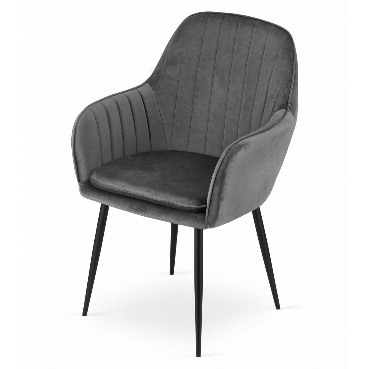 Sedia di design Lugo in velluto grigio scuro con gambe nere