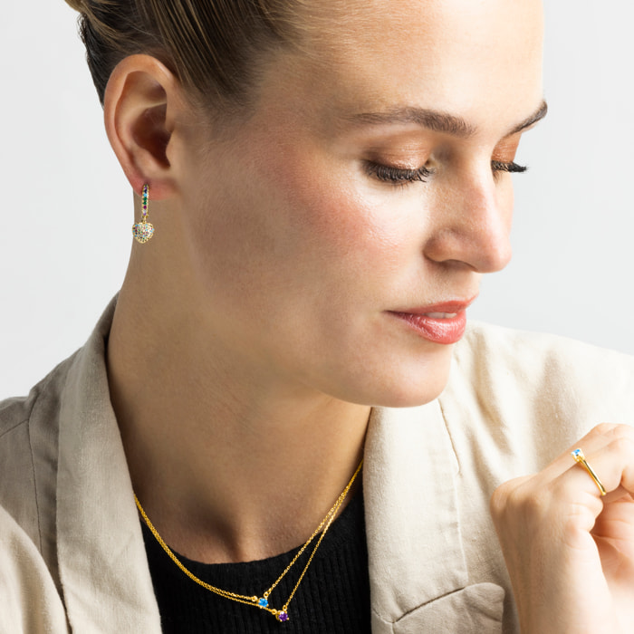 Pendientes de Circonita Multicolor acabados en oro amarillo de 18k
