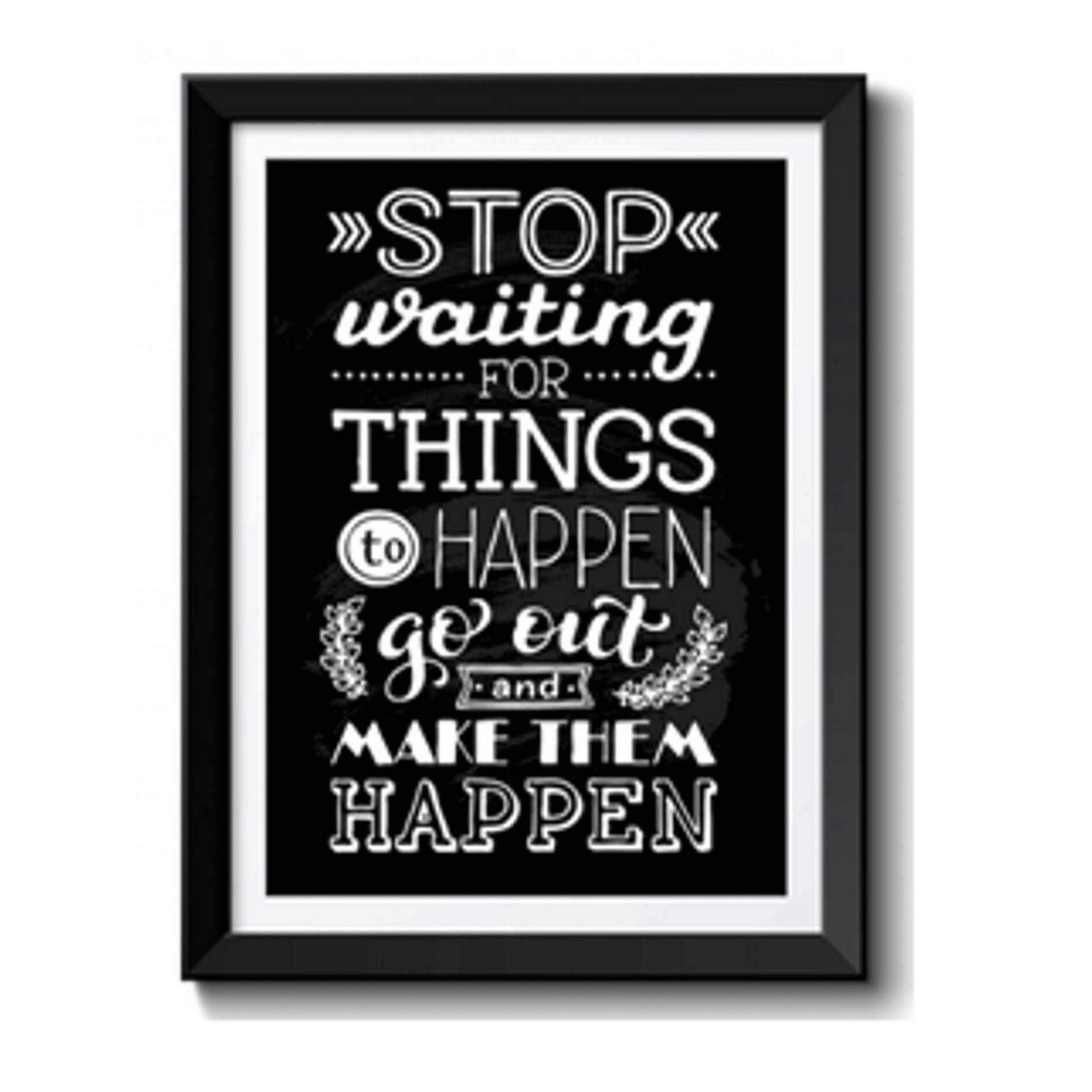 Tableau décoratif Tomasucci STOP WAITING FOR, en MDF et PVC, noir, 57 × 2,5 × 77 cm