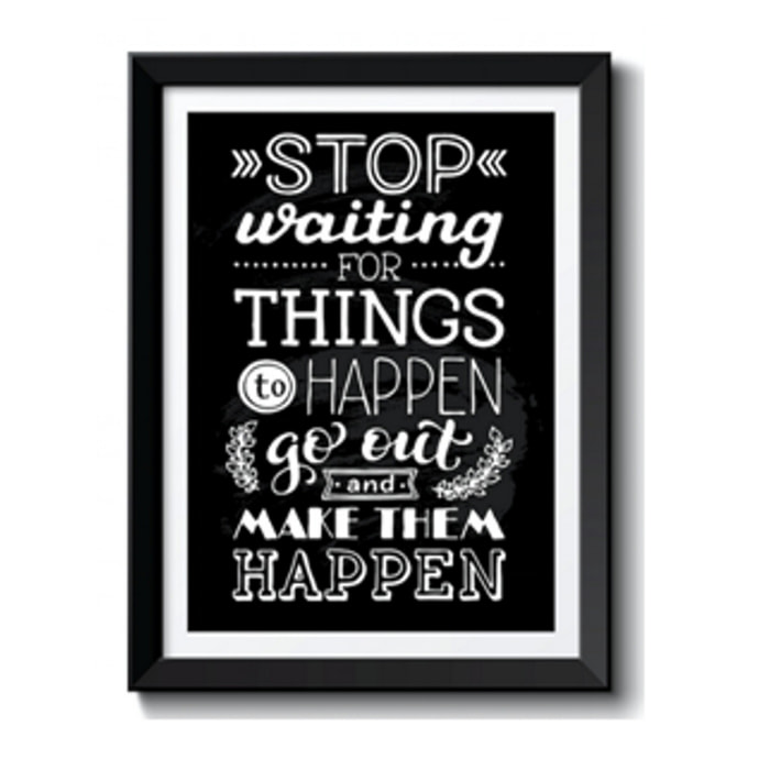 Tableau décoratif Tomasucci STOP WAITING FOR, en MDF et PVC, noir, 57 × 2,5 × 77 cm