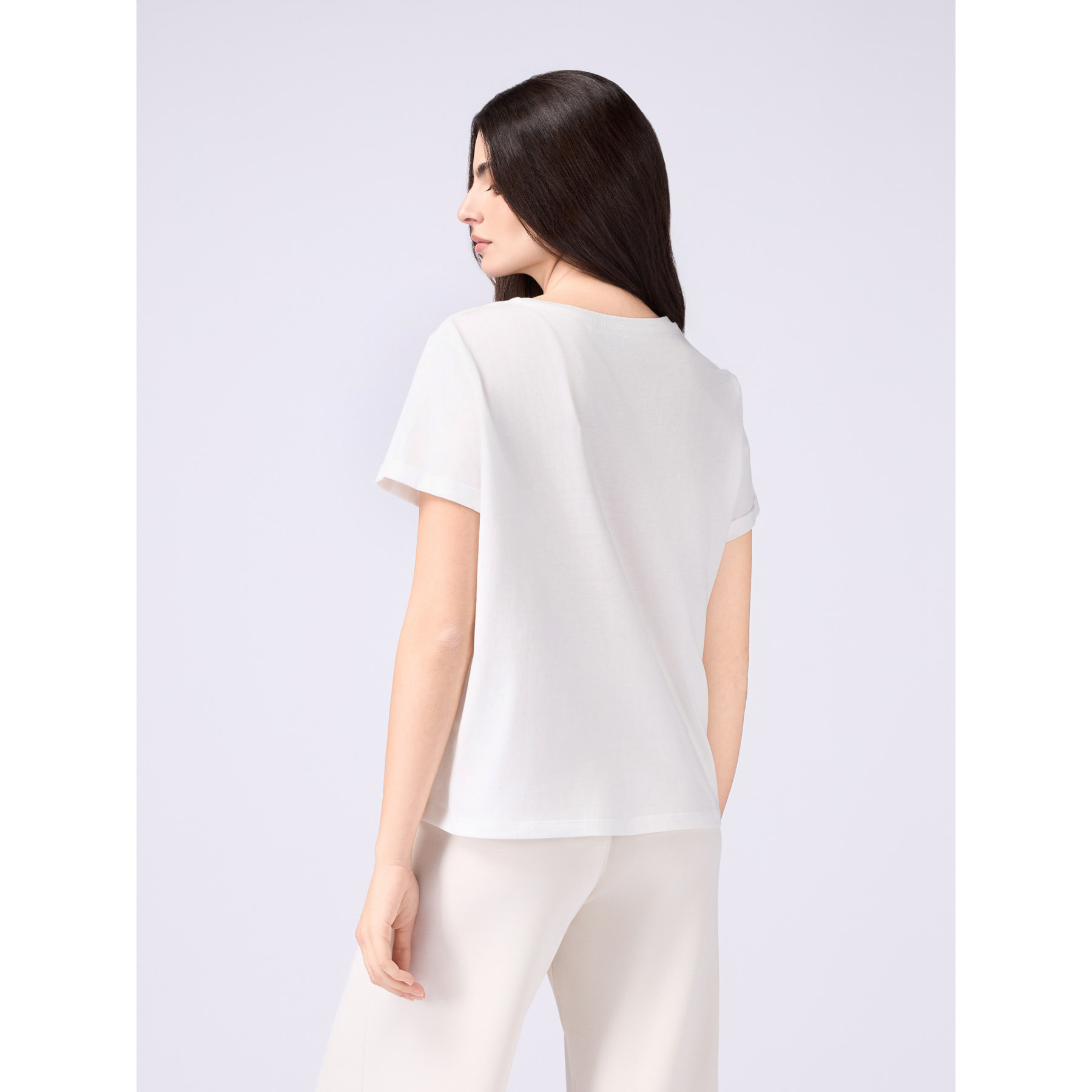 Oltre - Camiseta con estampado y aplicaciones - Blanco