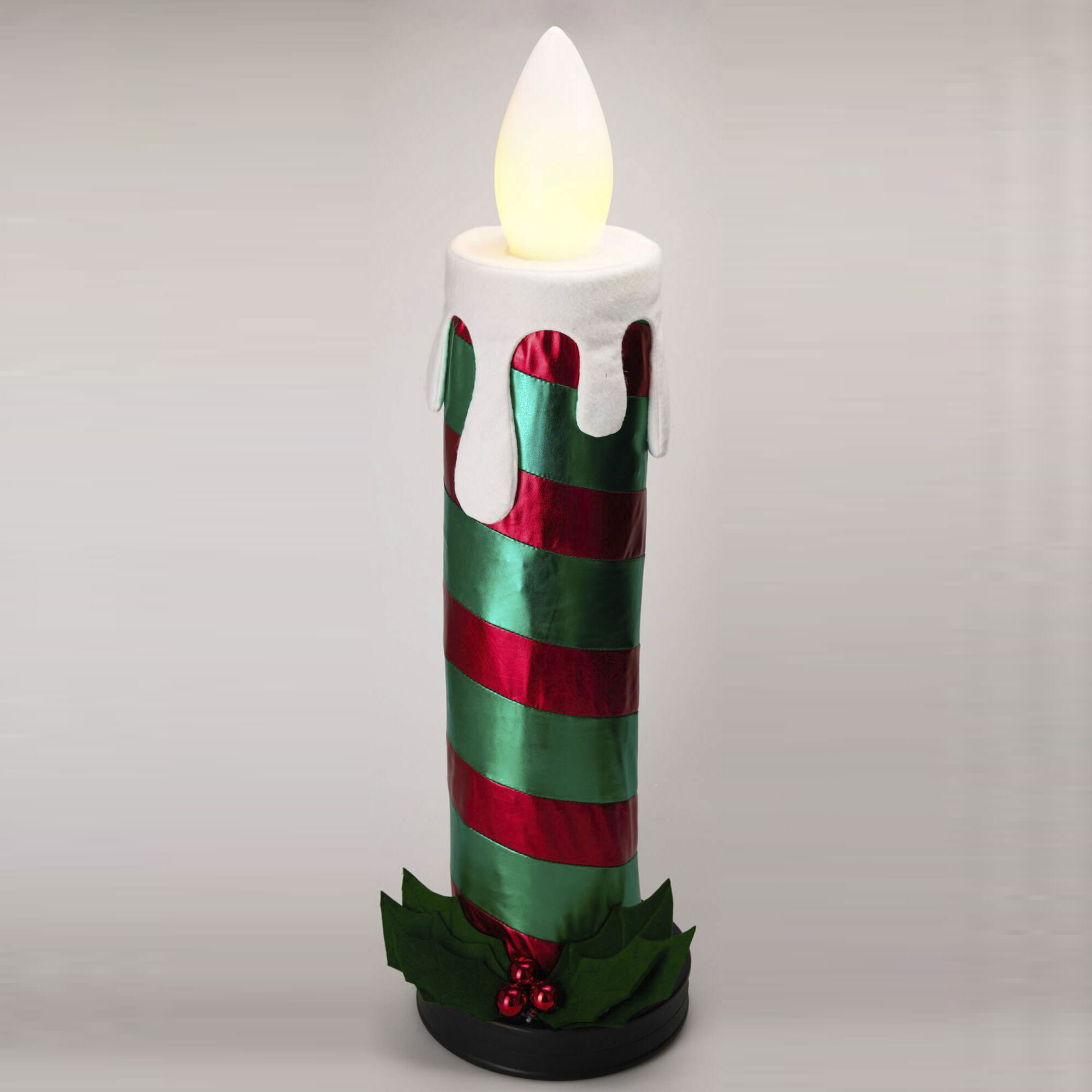 vela plegable de 90cm con luces de llama, color verde y con música