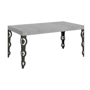 Table extensible 90x130/234 cm Karamay Premium Gris Béton cadre Anthracite