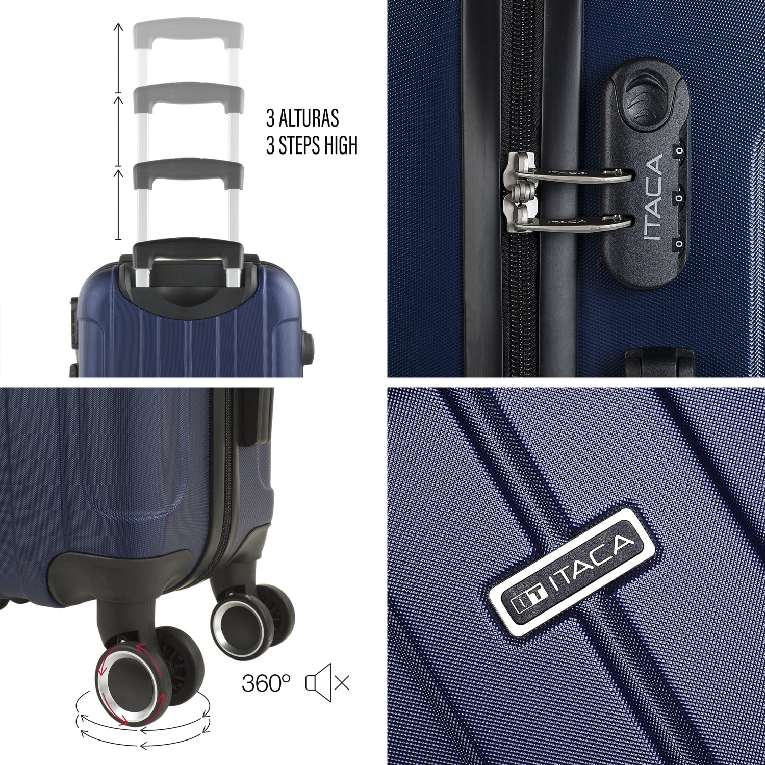 Juego De Trolley Cabina Y Neceser Itaca Havel Marino