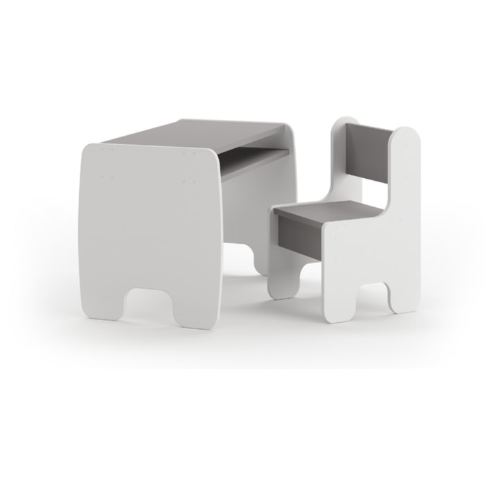Set bambini TIMI tavolino e seggiolina bianco/grigio