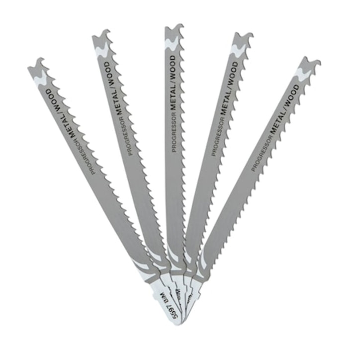 Lame de scie sauteuse denture Progressor profondeur de coupe bois<65 mm métal<10 mm attache en T - Lot de 5 pièces - DEWALT - DT2059-QZ