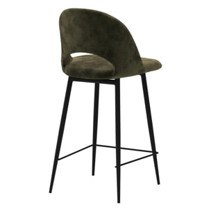 Lot de 2 chaises pour îlot central 65 cm en velours vert - Pénélope