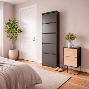 Scarpiera Slim In Metallo 5 Ante A Ribalta Ultra Sottile Salvaspazio Mobile Portascarpe Moderno Ingresso Camera Corridoio 172 x 50 x 15 Cm Nero