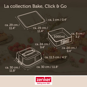 Set de 4 ustensiles de pâtisserie moule à gâteaux bol à mixer et spatule de cuisine Zenker Bake Click and Go