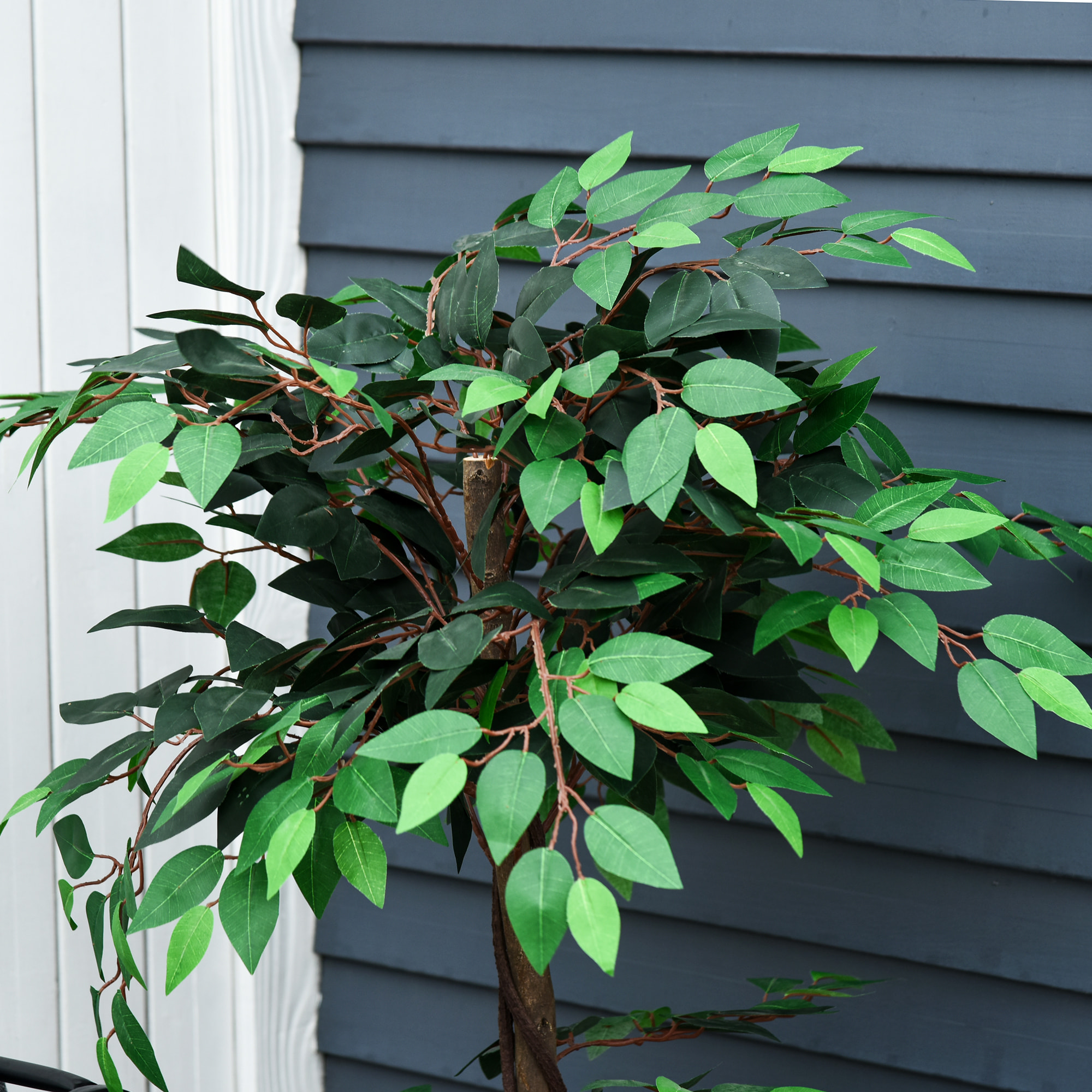 Arbre artificiel plante artificiel ficus hauteur 1,2 m tronc branches liane lichen feuilles grand réalisme pot inclus