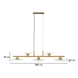 LAMPADARIO EMILY 5 LUCI VETRO TRASPARENTE CM 100X24X18