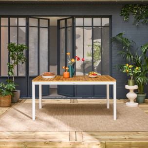 Table de jardin SENORA acacia blanc avec coins arrondis. 8 places. 160 x 90 x 75 cm
