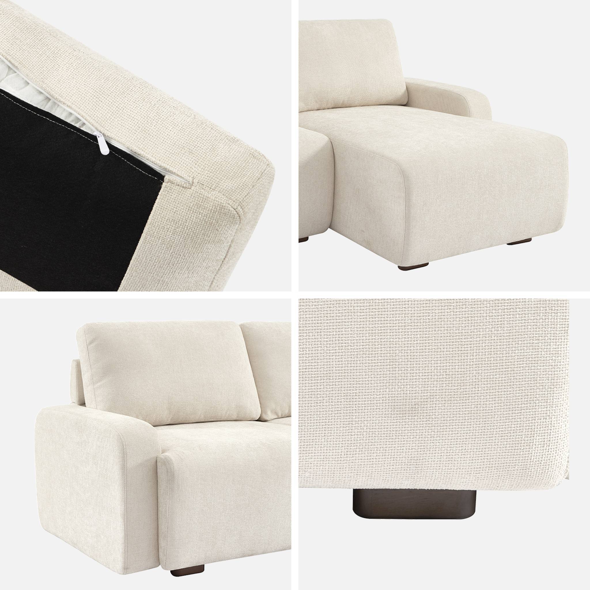 Canapé d'angle droite 3 places tissu blanc cassé L 260 x P 88 / 139cm / x H 87cm - Dany